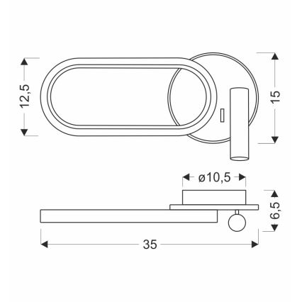 LED Fali lámpa MONET LED/13W/230V + LED/2W 3000/4000/6000K fekete