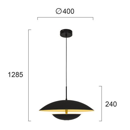 MONICA LED csillár kábelen LED/16W/230V fekete/arany