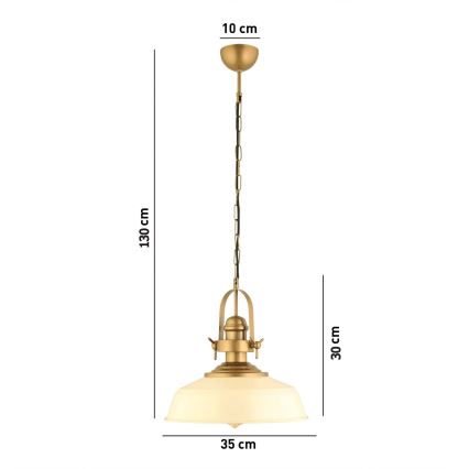 MONZA kábeles függőlámpa 1xE27/40W/230V, átm. 35 cm, krémszínű/bronzszínű