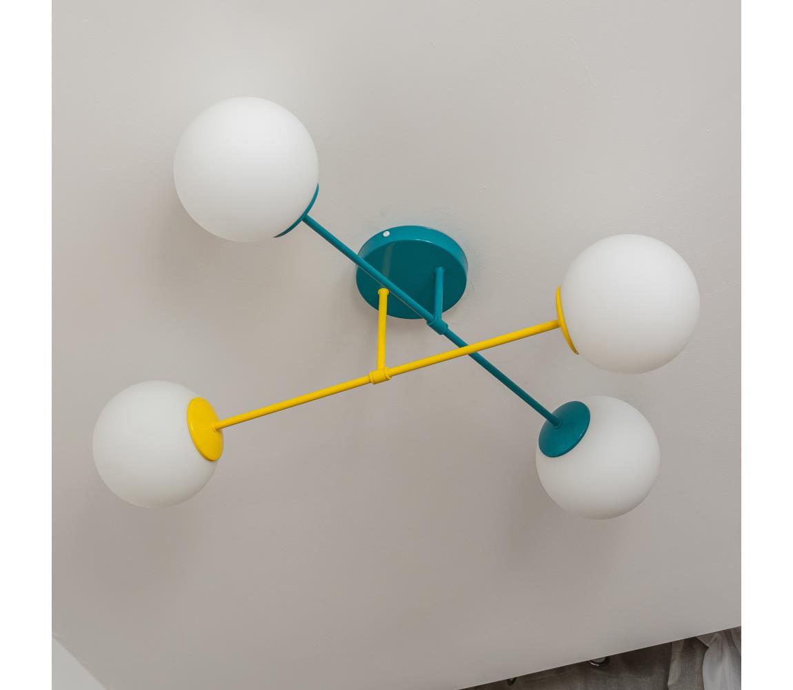 MOON felületre szerelhető csillár 4xE27/15W/230V türkiz/sárga W
