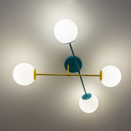 MOON felületre szerelhető csillár 4xE27/15W/230V türkiz/sárga