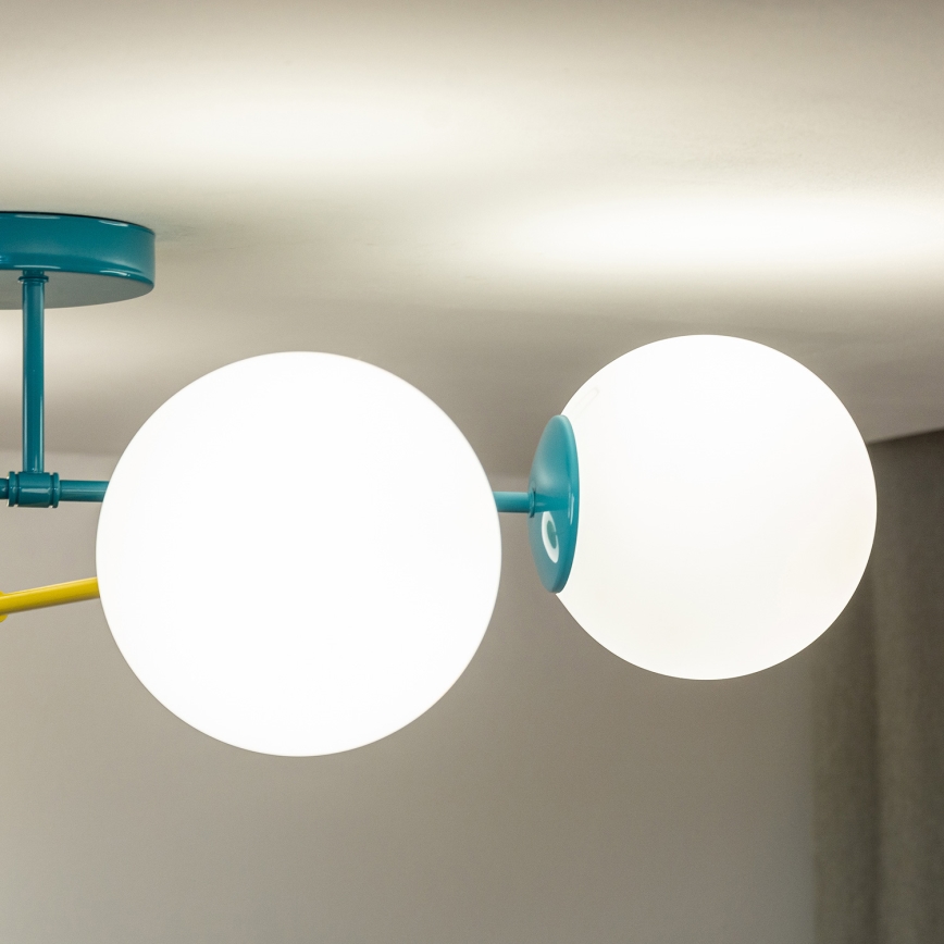 MOON felületre szerelhető csillár 4xE27/15W/230V türkiz/sárga