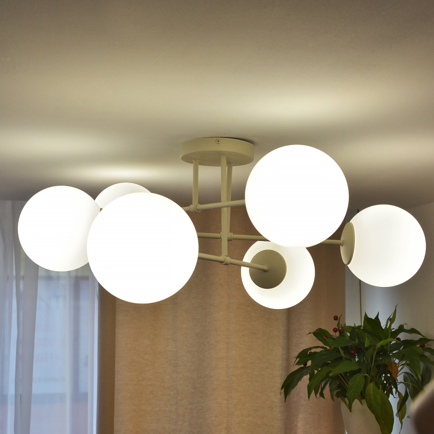 MOON felületre szerelhető csillár 6xE27/15W/230V krémszínű