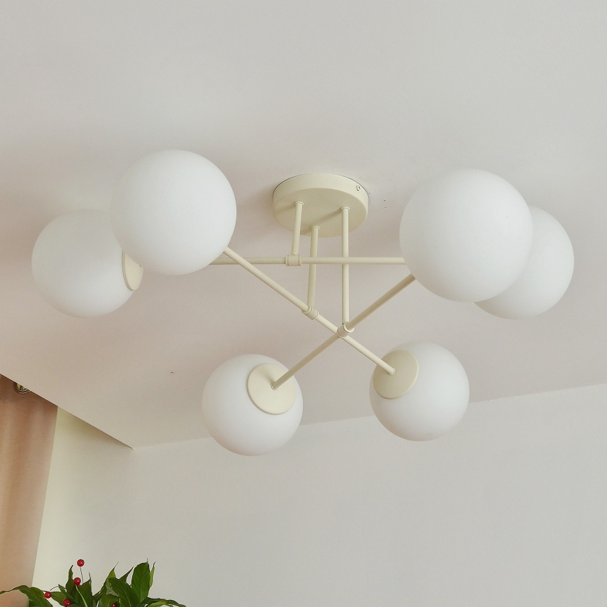 MOON felületre szerelhető csillár 6xE27/15W/230V krémszínű