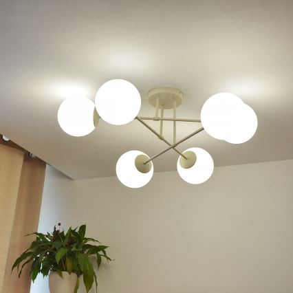 MOON felületre szerelhető csillár 6xE27/15W/230V krémszínű