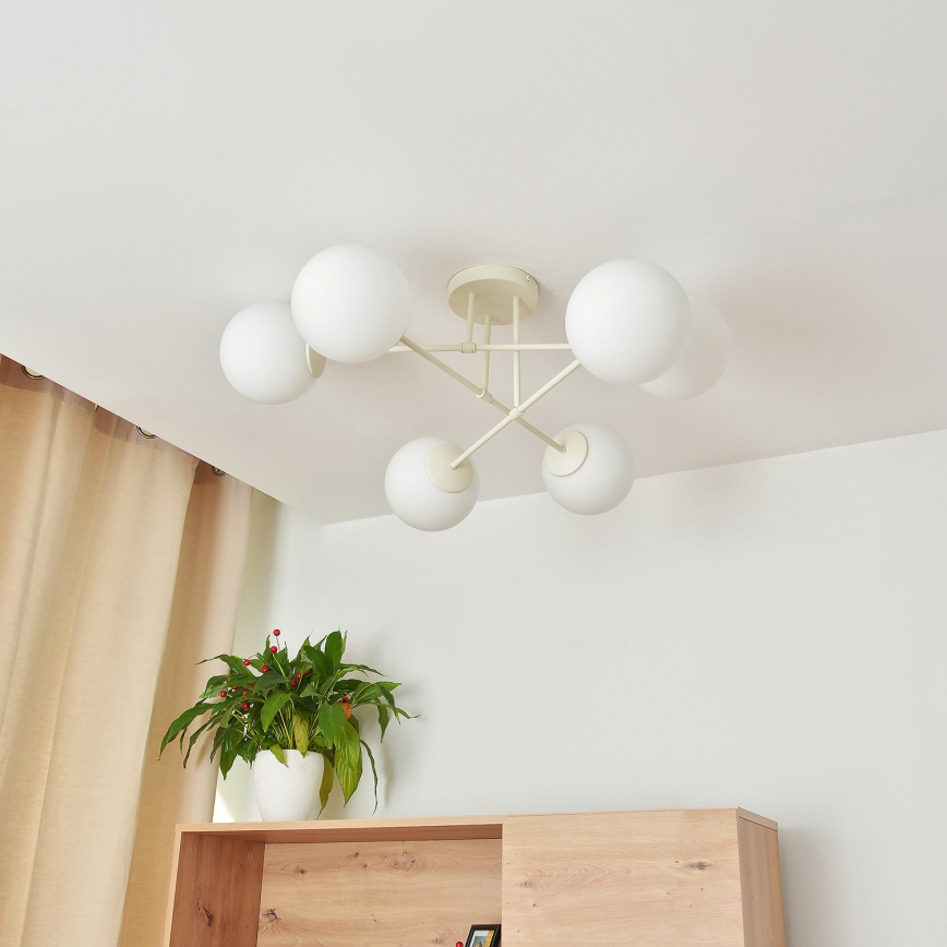 MOON felületre szerelhető csillár 6xE27/15W/230V krémszínű