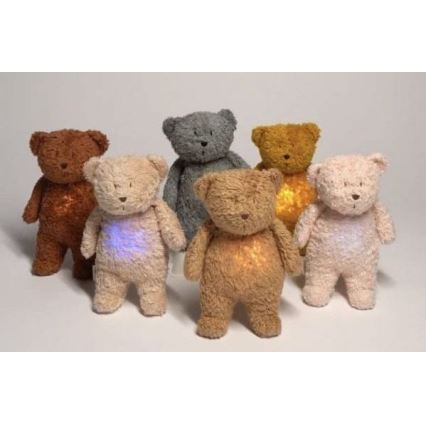 Moonie - Snuggle buddy dallammal és lámpával maci ásványi organikus szürke