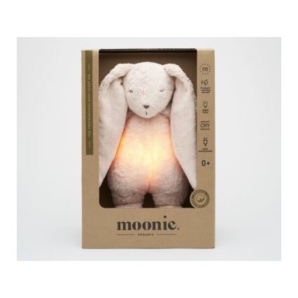 Moonie - Snuggle buddy dallammal és világítással 2.0 nyuszi organic rózsa