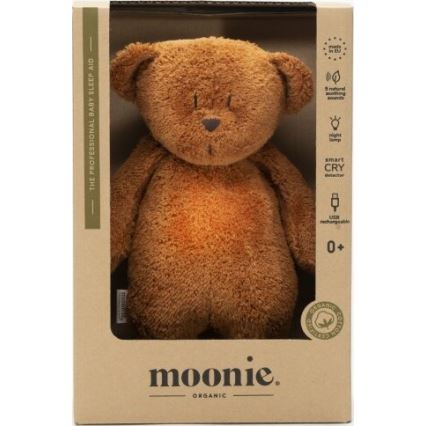 Moonie - Snuggle buddy dallammal és világítással medvebocs 2.0 organic caramel