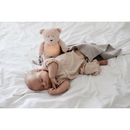 Moonie - Snuggle buddy dallammal és világítással medvebocs organikus rózsa natur