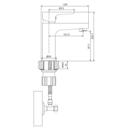 Mosdócsaptelep NAESBY 15,9 cm fényes króm