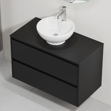 Mosdószekrény TRONDHEIM/DRAMMEN 90x57x46 cm fekete/fehér