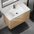 Mosdóval ellátott fürdőszobai szekrény KENWOOD 91 cm tölgy/fehér