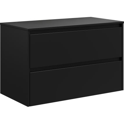 Mosdóval ellátott fürdőszobai szekrény TRONDHEIM/LJORDAL 90x57x46 cm fekete