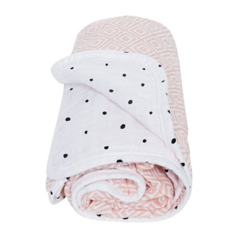 MOTHERHOOD -Kétrétegű pamut muszlin takaró 95x110 cm rózsaszín