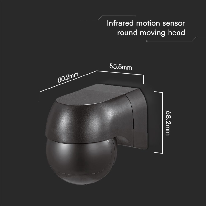 Mozgásérzékelő PIR 180° 400W/230V IP44 fekete