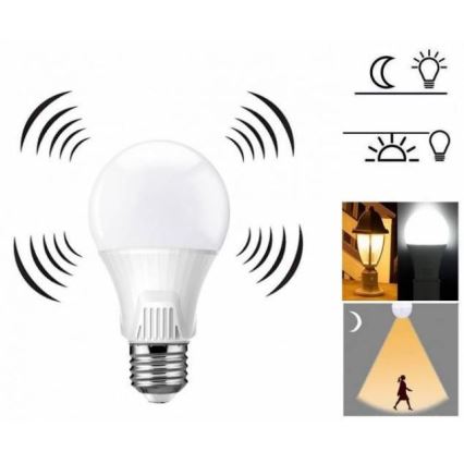 Mozgásérzékelős LED izzó E27/9W/230V 6500K