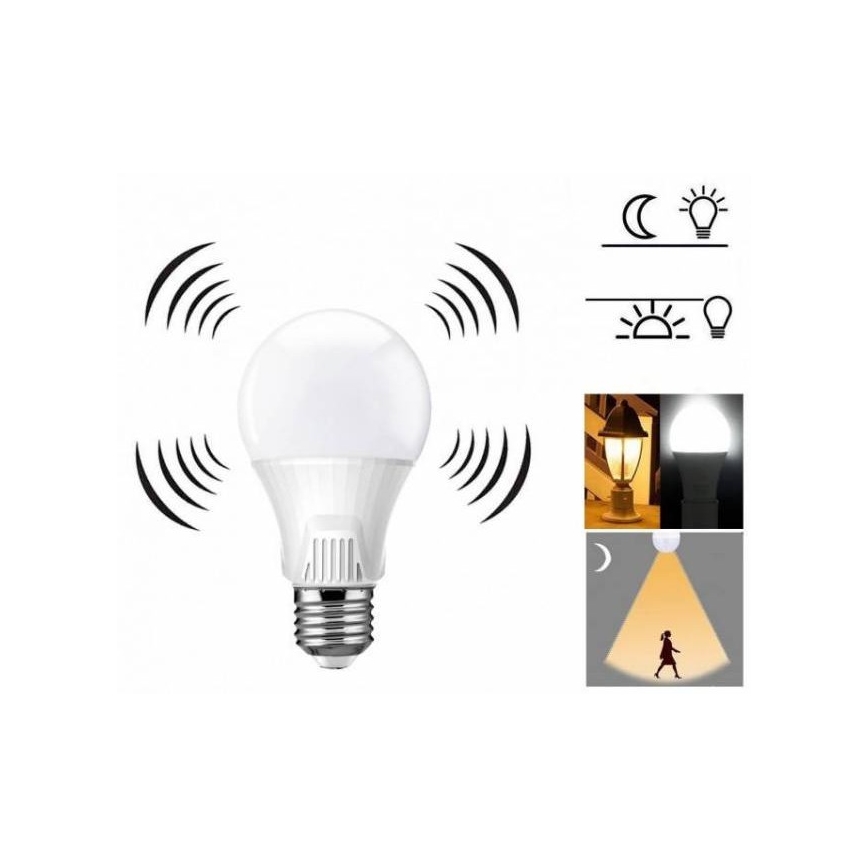 Mozgásérzékelős LED izzó E27/9W/230V 6500K