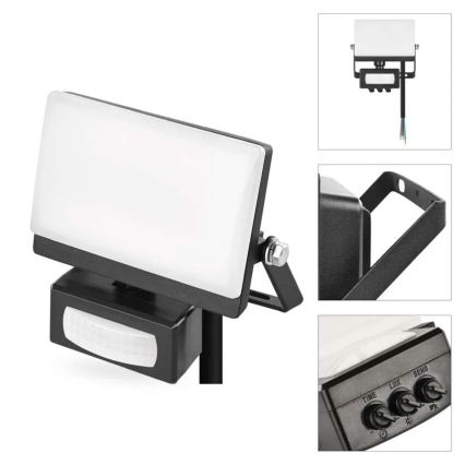 LED reflektor mozgás- és alkonyérzékelővel TAMBO EVO LED/10W/230V 4000K IP44 fekete