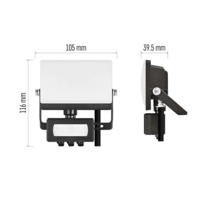 LED reflektor mozgás- és alkonyérzékelővel TAMBO EVO LED/10W/230V 4000K IP44 fekete
