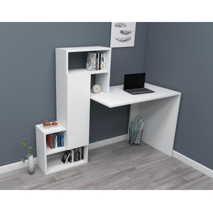 Munkaasztal polccal IRMAK 119x138,6 cm fehér