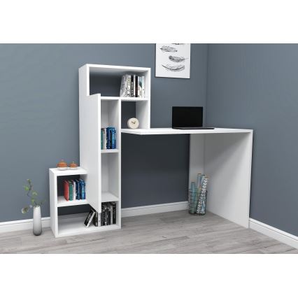 Munkaasztal polccal IRMAK 119x138,6 cm fehér