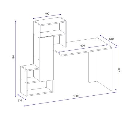 Munkaasztal polccal IRMAK 119x138,6 cm fehér