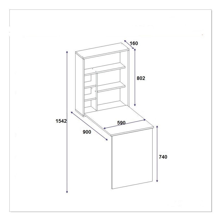 Munkasztal polccal SEDIR 154,2x90 cm antracit