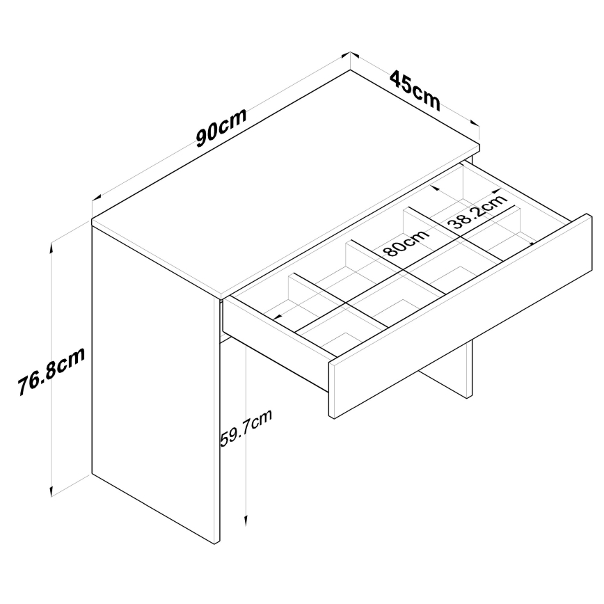 Munkasztal RANI 90x76,8 cm fehér