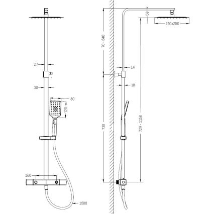 NAESBY termosztátos csaptelepes zuhanyszett, fényes króm