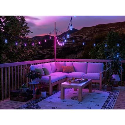 Nanoleaf - LED RGBWIC, fényerőszabályozható kültéri girlanda, 20 LED, 15 m, 2700–6500 K, Wi-Fi, IP65