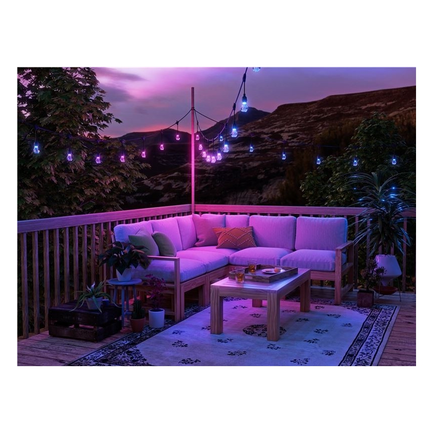 Nanoleaf - LED RGBWIC, fényerőszabályozható kültéri girlanda, 20 LED, 15 m, 2700–6500 K, Wi-Fi, IP65