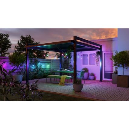 Nanoleaf - LED RGBWIC, fényerőszabályozható kültéri girlanda, 20 LED, 15 m, 2700–6500 K, Wi-Fi, IP65
