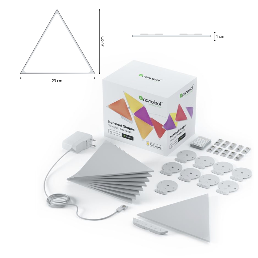 Nanoleaf NL47-0002TW-9PK - 9x LED RGB fényerő-szabályozó panel Háromszög LED / 1,5 W Wi-Fi