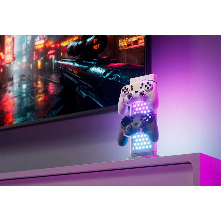 Nanoleaf - LED RGBIC fényerőszabályozható asztali töltőállomás 3 az 1-ben 5V 2700-6500K fekete