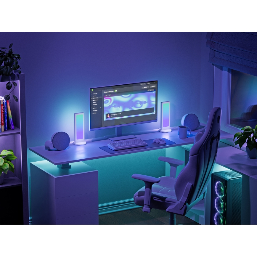 Nanoleaf - LED RGBIC fényerőszabályozható asztali töltőállomás 3 az 1-ben 5V 2700-6500K fekete