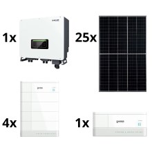 Napelem készlet: 25x fotovoltaikus napelem + 4x akkumulátor modul + hibrid konverter + alap akkumulátor vezérlőegységgel