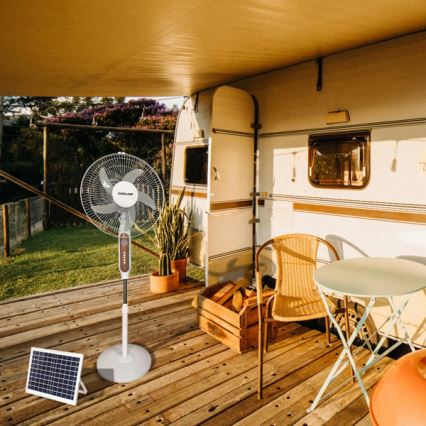 Napelemes álló ventilátor 15W/4V/230V 120 cm fehér