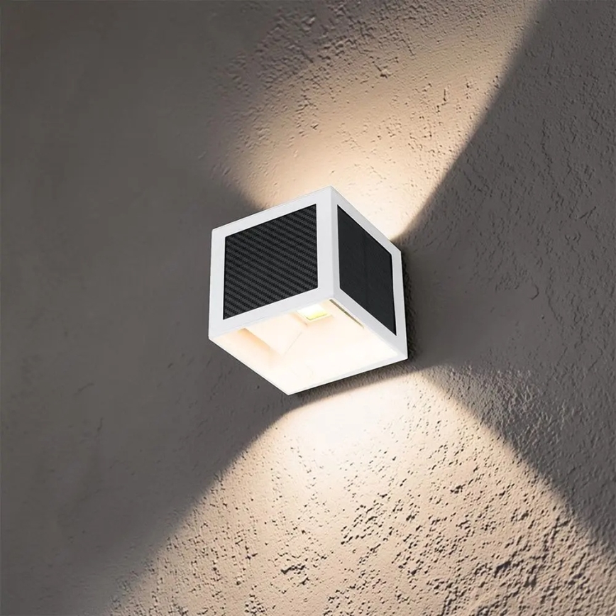 LED napelemes fali lámpa érzékelővel LED/9W/3,7V 3000/4000/6000K IP65 2600 mAh fehér