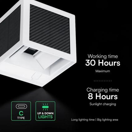 LED napelemes fali lámpa érzékelővel LED/9W/3,7V 3000/4000/6000K IP65 2600 mAh fehér