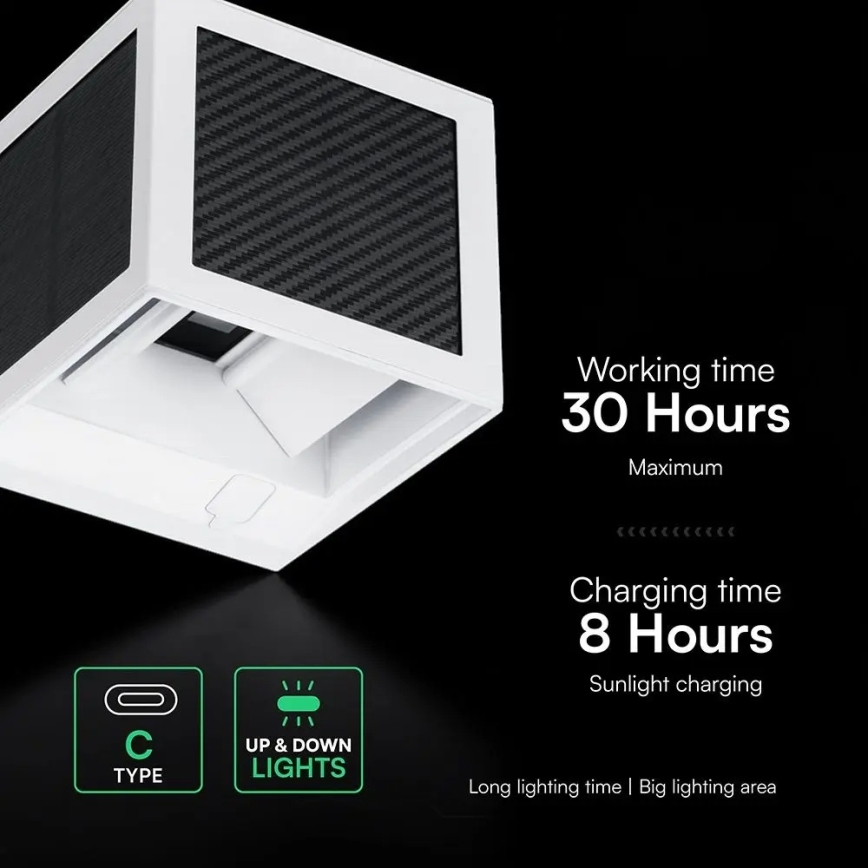 LED napelemes fali lámpa érzékelővel LED/9W/3,7V 3000/4000/6000K IP65 2600 mAh fehér