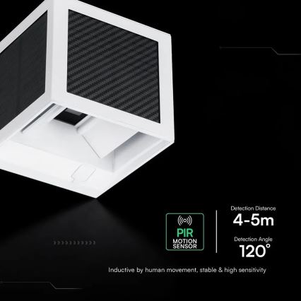 LED napelemes fali lámpa érzékelővel LED/9W/3,7V 3000/4000/6000K IP65 2600 mAh fehér