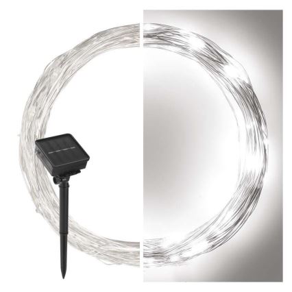 Napelemes fényfüzér 120xLED/2,4W/1,2V 12m IP44 600 mAh hideg fehér