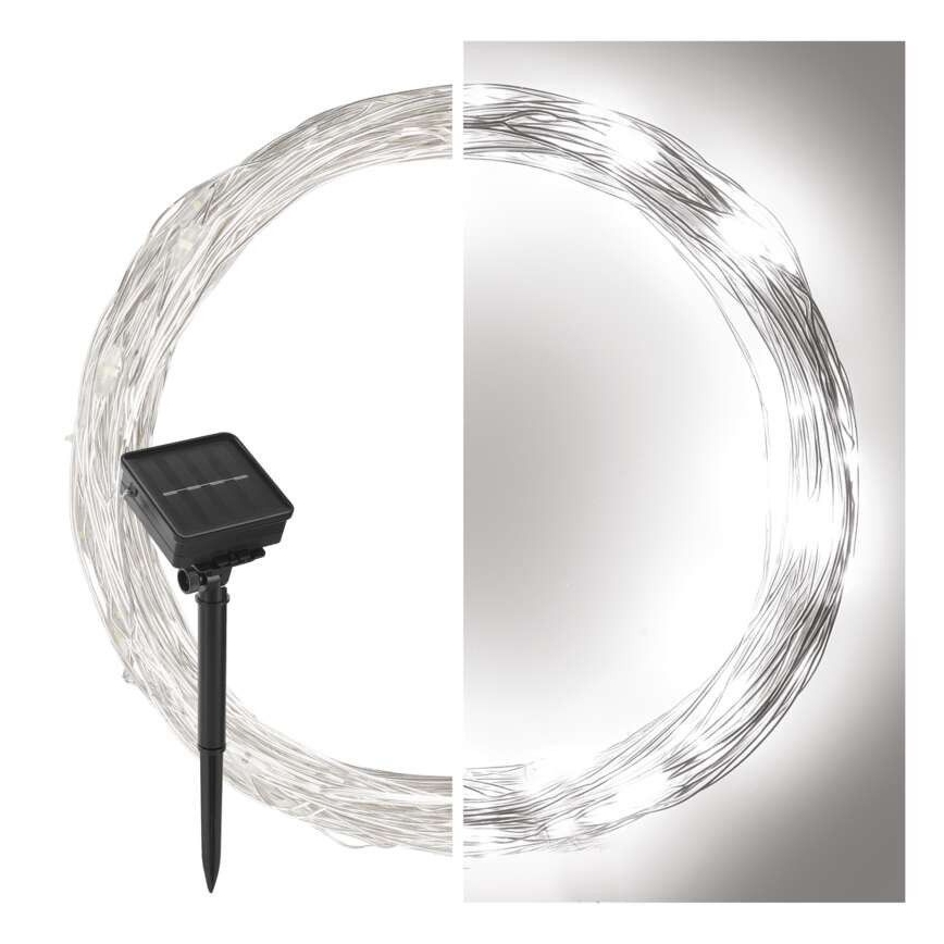 Napelemes fényfüzér 120xLED/2,4W/1,2V 12m IP44 600 mAh hideg fehér