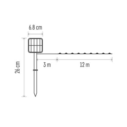 Napelemes fényfüzér 120xLED/2,4W/1,2V 12m IP44 600 mAh hideg fehér