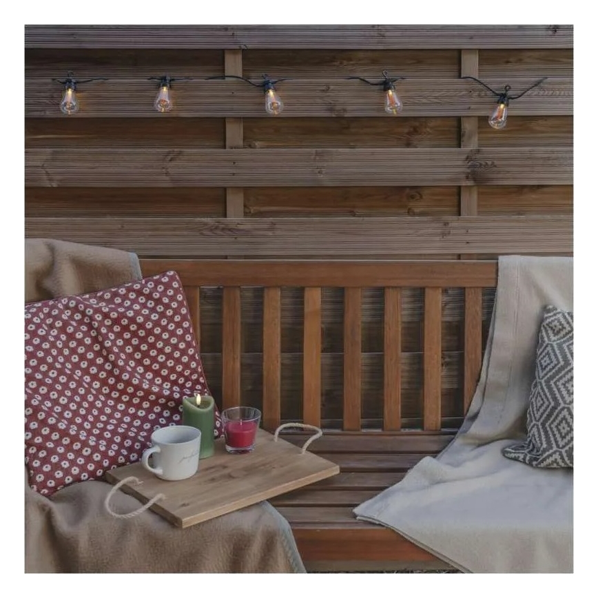 Napelemes LED dekorációs fényfüzér 10xLED/0,6W/1,2V 4,5m IP44 800 mAh