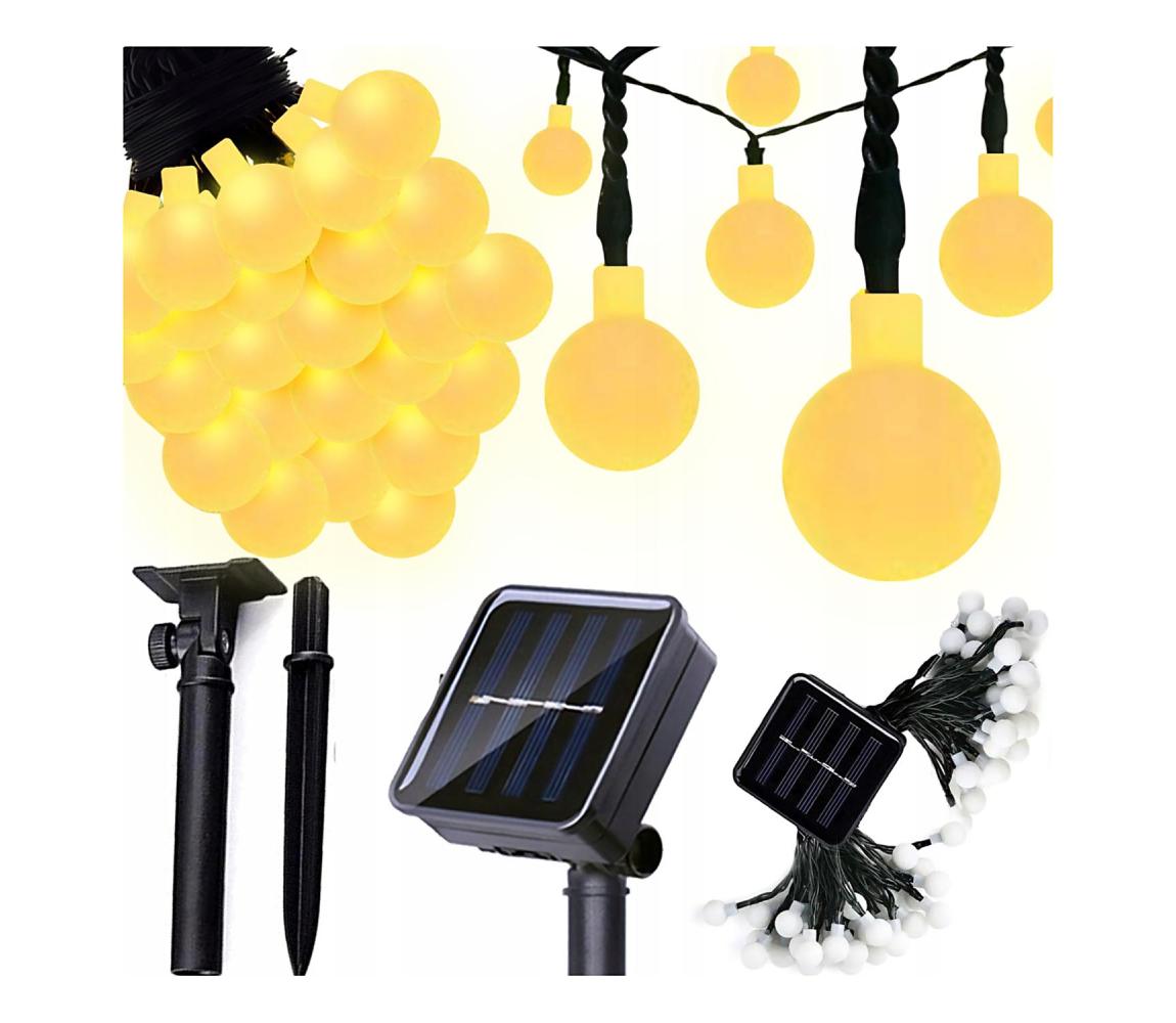 SmartLED Napelemes LED dekorációs fényfüzér 50 LED/8 funkció 500 mAh 9,5 m IP67 meleg fehér 4566