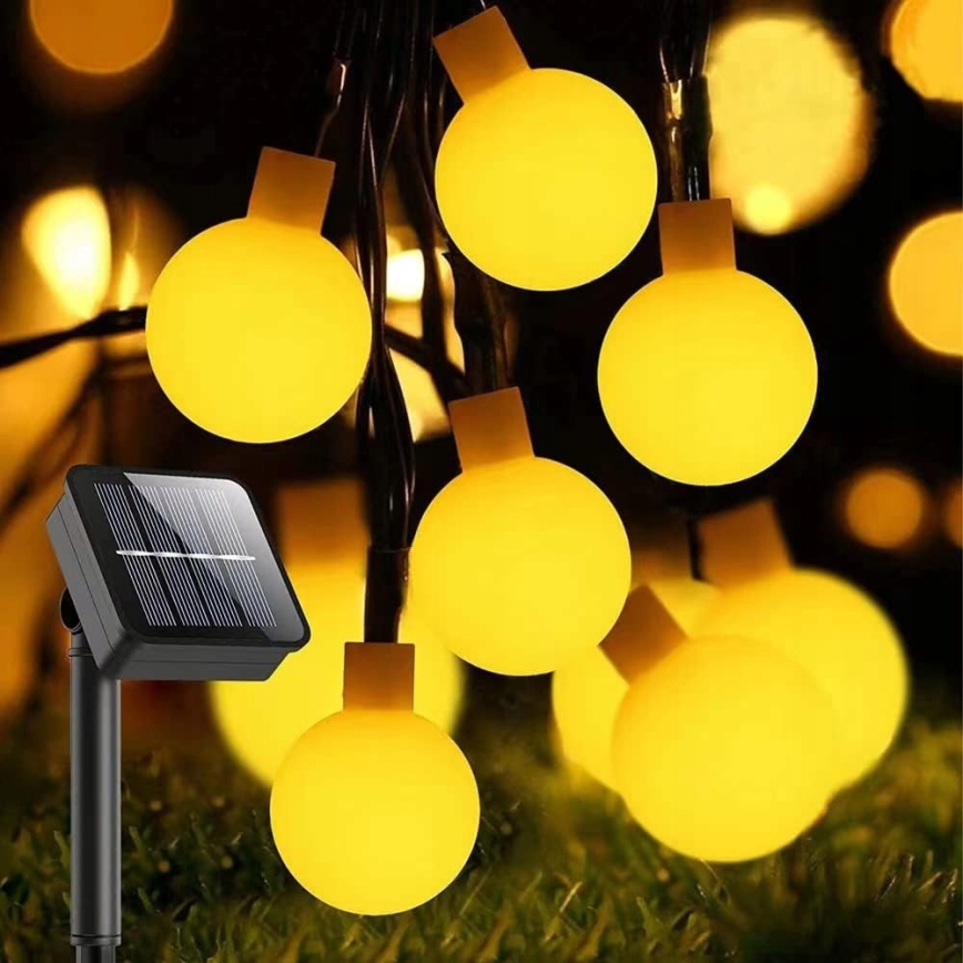 Napelemes LED dekorációs fényfüzér 50 LED/8 funkció 500 mAh 9,5 m IP67 meleg fehér