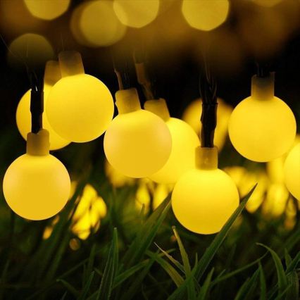 Napelemes LED dekorációs fényfüzér 50 LED/8 funkció 500 mAh 9,5 m IP67 meleg fehér