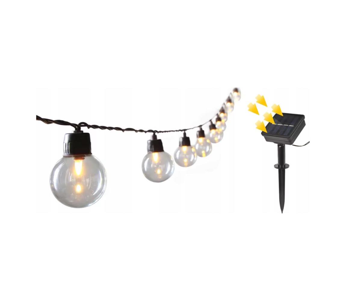 SmartLED Napelemes LED dekorációs fényfüzér — 20 LED, 8 üzemmód, 500 mAh akkumulátor, 7,6 m hossz, IP67 védelem, meleg fehér 4564